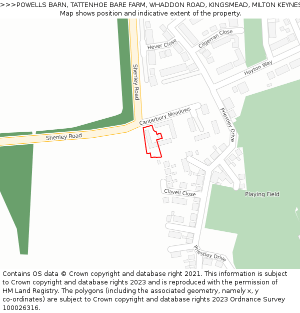 POWELLS BARN, TATTENHOE BARE FARM, WHADDON ROAD, KINGSMEAD, MILTON KEYNES, MK4 4AD: Location map and indicative extent of plot