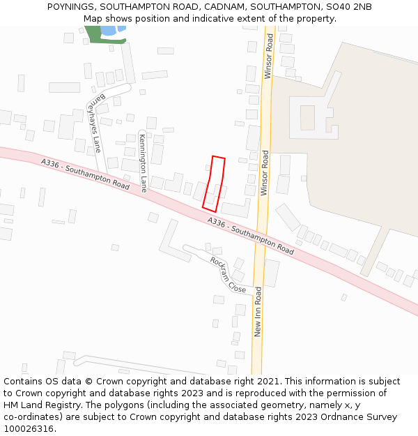 POYNINGS, SOUTHAMPTON ROAD, CADNAM, SOUTHAMPTON, SO40 2NB: Location map and indicative extent of plot