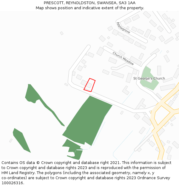 PRESCOTT, REYNOLDSTON, SWANSEA, SA3 1AA: Location map and indicative extent of plot