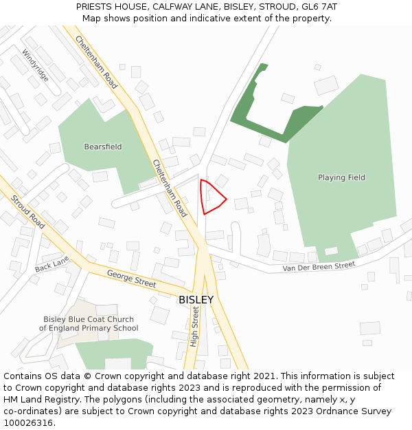 PRIESTS HOUSE, CALFWAY LANE, BISLEY, STROUD, GL6 7AT: Location map and indicative extent of plot