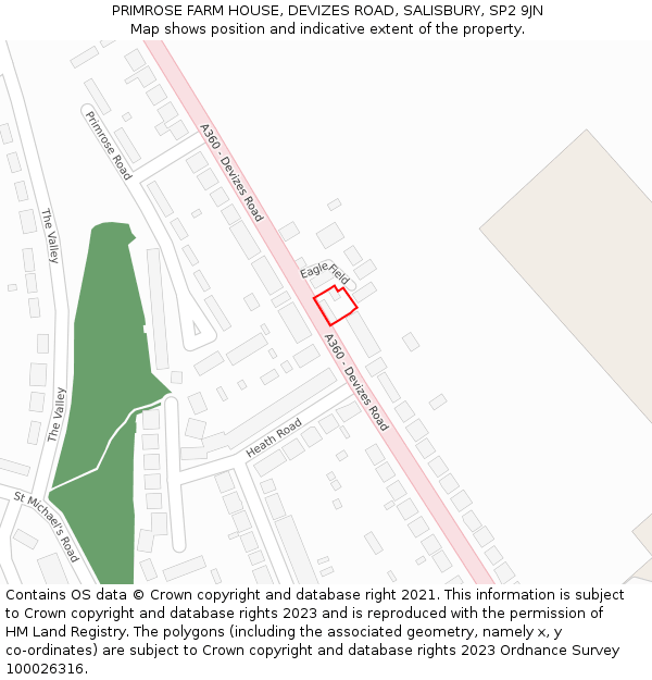 PRIMROSE FARM HOUSE, DEVIZES ROAD, SALISBURY, SP2 9JN: Location map and indicative extent of plot