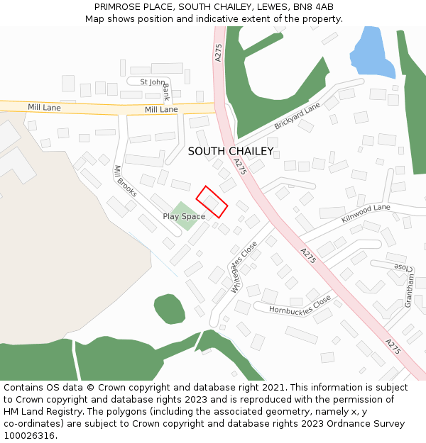 PRIMROSE PLACE, SOUTH CHAILEY, LEWES, BN8 4AB: Location map and indicative extent of plot