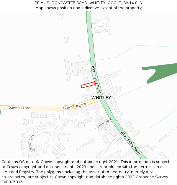 PRIMUS, DONCASTER ROAD, WHITLEY, GOOLE, DN14 0HY: Location map and indicative extent of plot