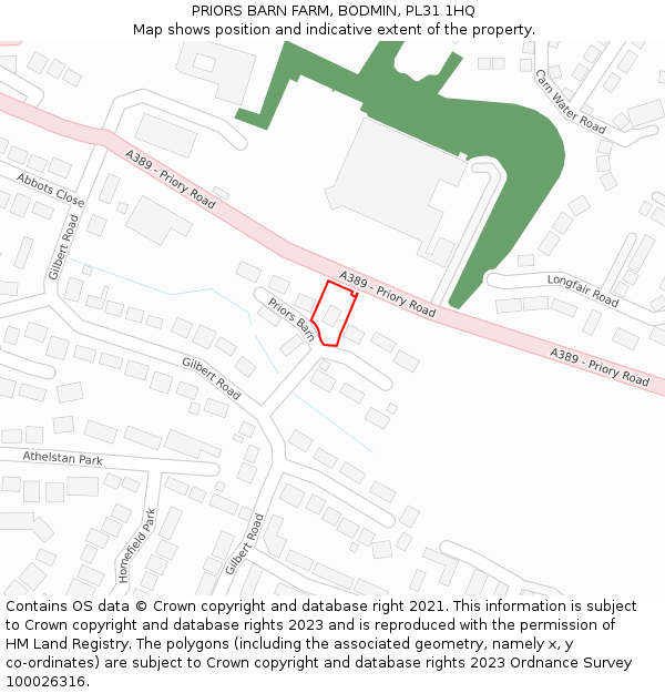 PRIORS BARN FARM, BODMIN, PL31 1HQ: Location map and indicative extent of plot