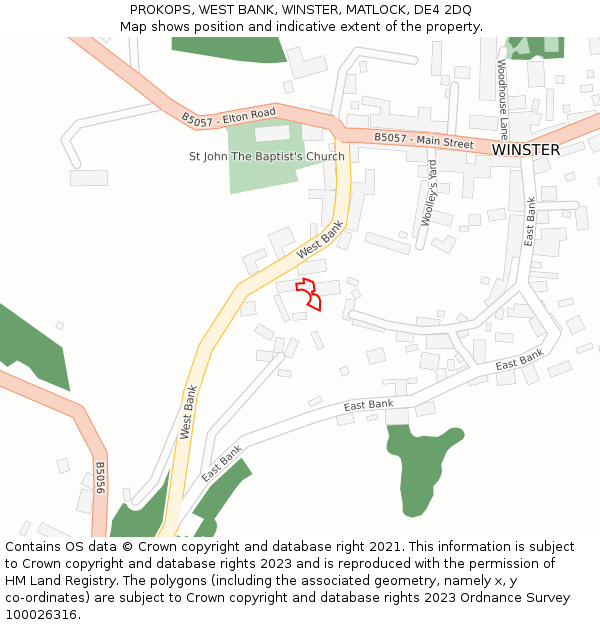 PROKOPS, WEST BANK, WINSTER, MATLOCK, DE4 2DQ: Location map and indicative extent of plot