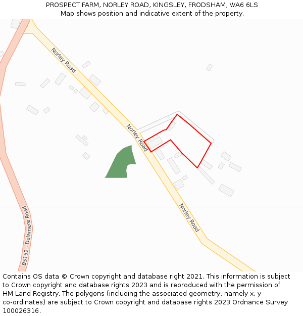 PROSPECT FARM, NORLEY ROAD, KINGSLEY, FRODSHAM, WA6 6LS: Location map and indicative extent of plot