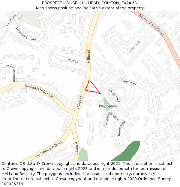 PROSPECT HOUSE, HILLHEAD, COLYTON, EX24 6NJ: Location map and indicative extent of plot