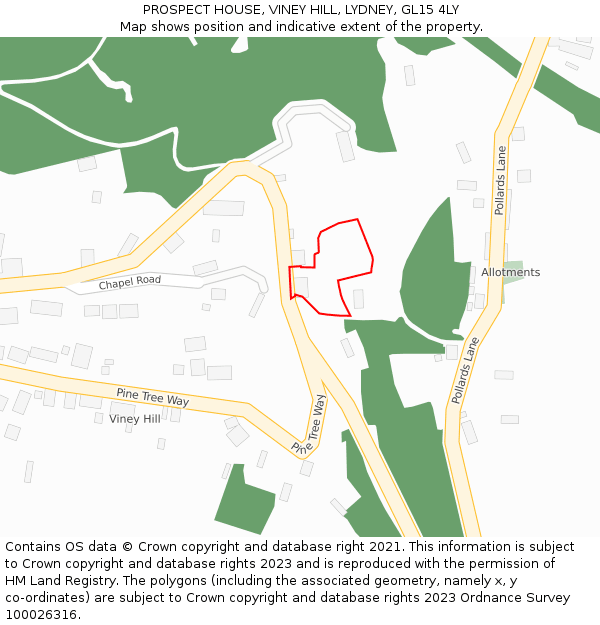 PROSPECT HOUSE, VINEY HILL, LYDNEY, GL15 4LY: Location map and indicative extent of plot