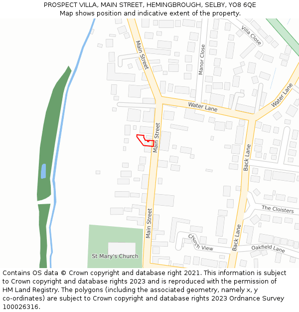 PROSPECT VILLA, MAIN STREET, HEMINGBROUGH, SELBY, YO8 6QE: Location map and indicative extent of plot