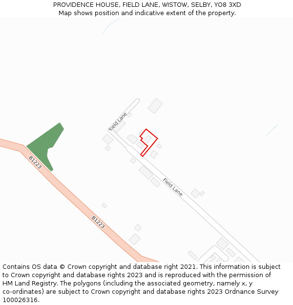 PROVIDENCE HOUSE, FIELD LANE, WISTOW, SELBY, YO8 3XD: Location map and indicative extent of plot