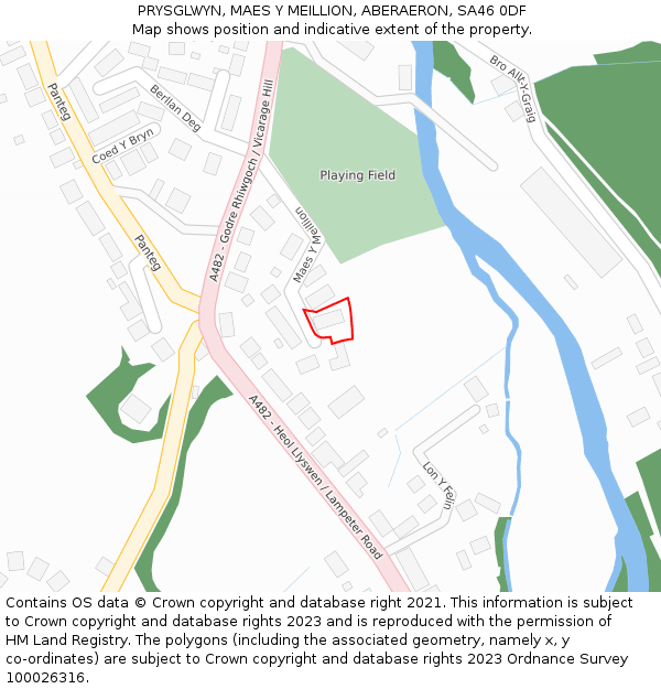 PRYSGLWYN, MAES Y MEILLION, ABERAERON, SA46 0DF: Location map and indicative extent of plot