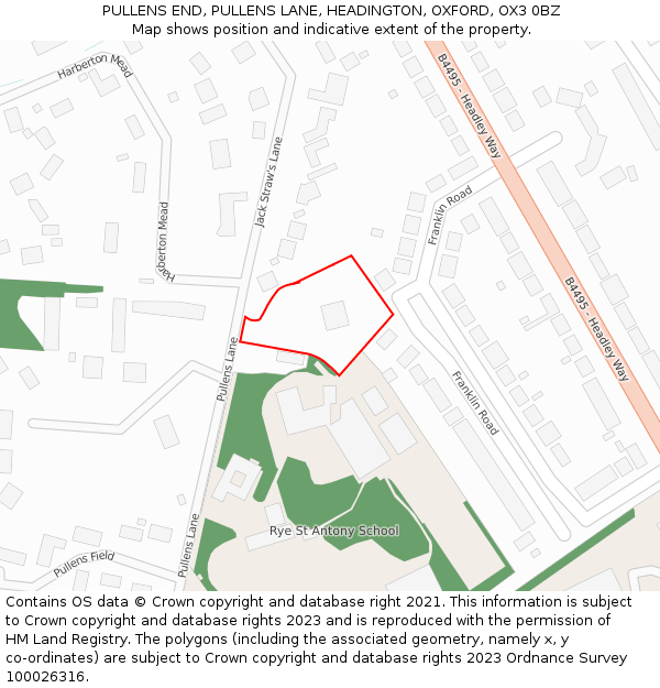 PULLENS END, PULLENS LANE, HEADINGTON, OXFORD, OX3 0BZ: Location map and indicative extent of plot