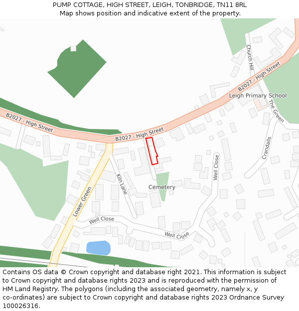 PUMP COTTAGE, HIGH STREET, LEIGH, TONBRIDGE, TN11 8RL: Location map and indicative extent of plot