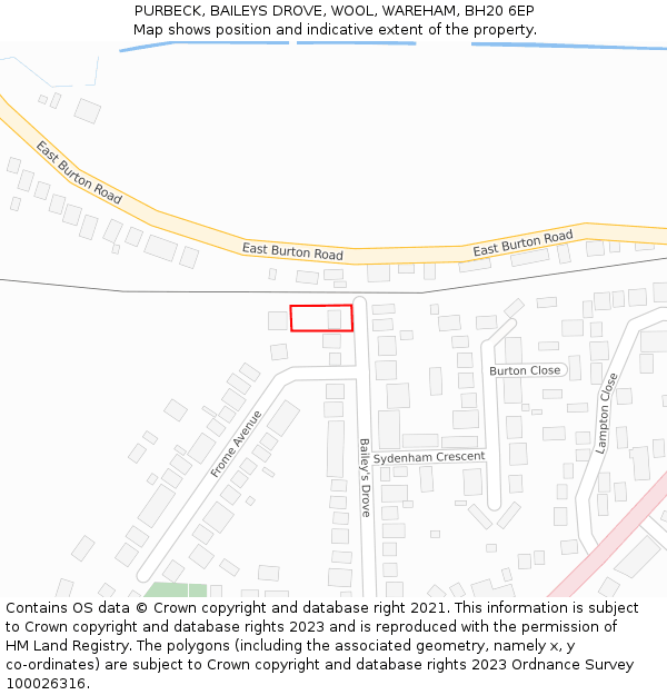 PURBECK, BAILEYS DROVE, WOOL, WAREHAM, BH20 6EP: Location map and indicative extent of plot