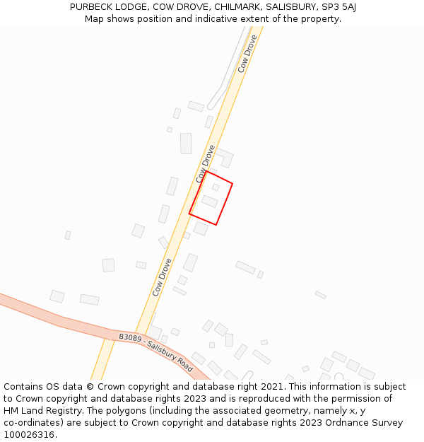 PURBECK LODGE, COW DROVE, CHILMARK, SALISBURY, SP3 5AJ: Location map and indicative extent of plot