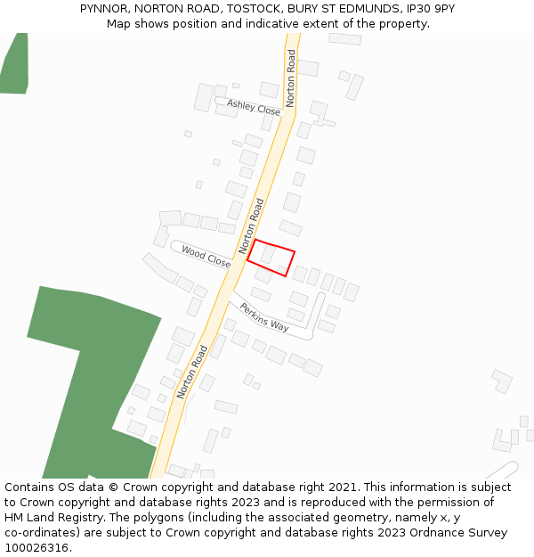 PYNNOR, NORTON ROAD, TOSTOCK, BURY ST EDMUNDS, IP30 9PY: Location map and indicative extent of plot