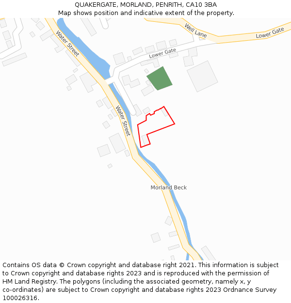 QUAKERGATE, MORLAND, PENRITH, CA10 3BA: Location map and indicative extent of plot