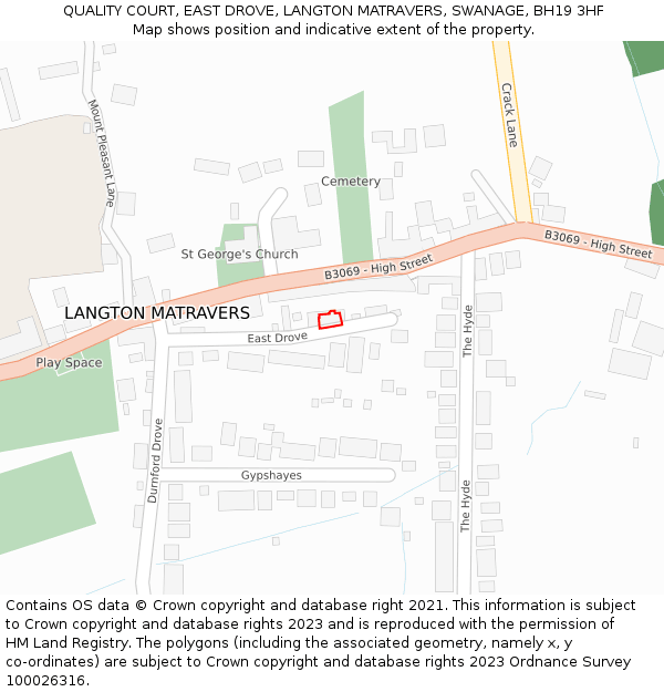 QUALITY COURT, EAST DROVE, LANGTON MATRAVERS, SWANAGE, BH19 3HF: Location map and indicative extent of plot