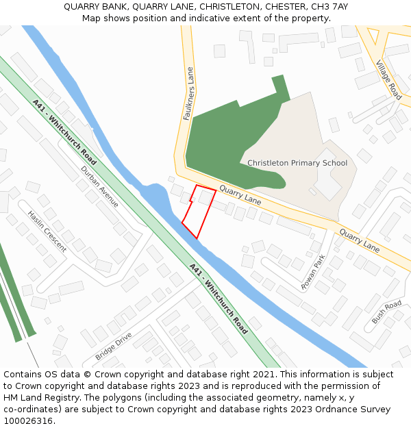 QUARRY BANK, QUARRY LANE, CHRISTLETON, CHESTER, CH3 7AY: Location map and indicative extent of plot