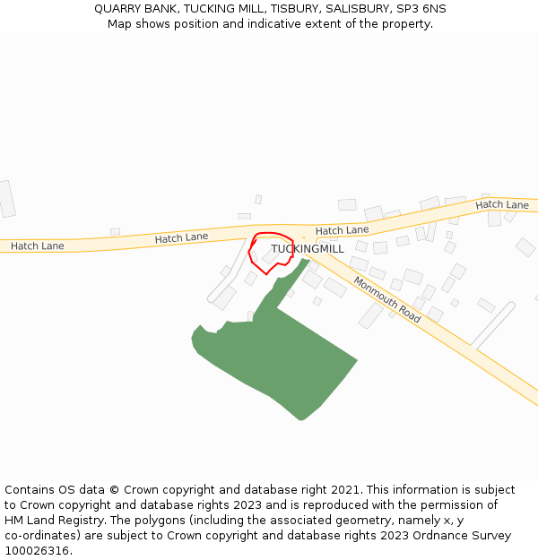 QUARRY BANK, TUCKING MILL, TISBURY, SALISBURY, SP3 6NS: Location map and indicative extent of plot