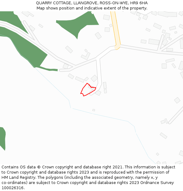QUARRY COTTAGE, LLANGROVE, ROSS-ON-WYE, HR9 6HA: Location map and indicative extent of plot