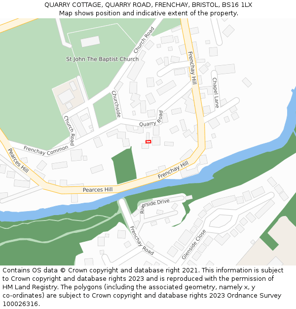 QUARRY COTTAGE, QUARRY ROAD, FRENCHAY, BRISTOL, BS16 1LX: Location map and indicative extent of plot