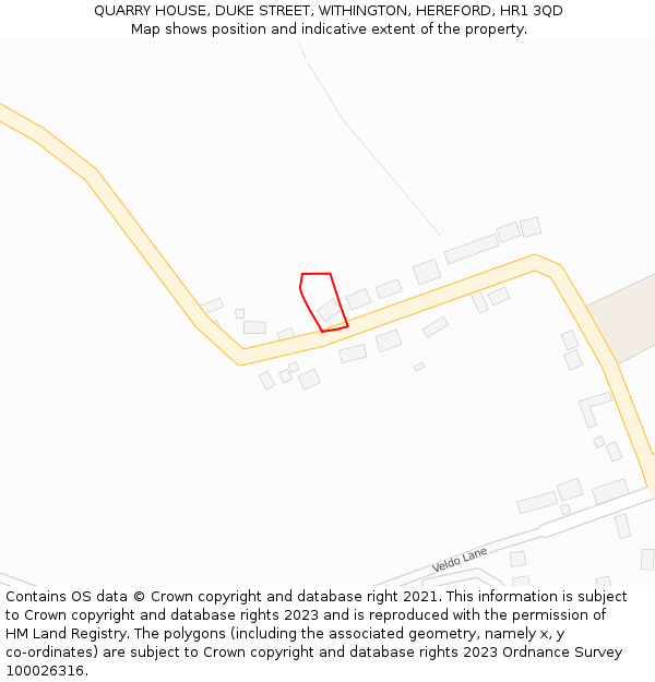 QUARRY HOUSE, DUKE STREET, WITHINGTON, HEREFORD, HR1 3QD: Location map and indicative extent of plot