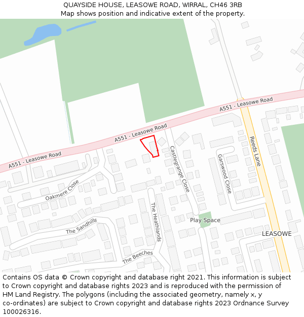 QUAYSIDE HOUSE, LEASOWE ROAD, WIRRAL, CH46 3RB: Location map and indicative extent of plot