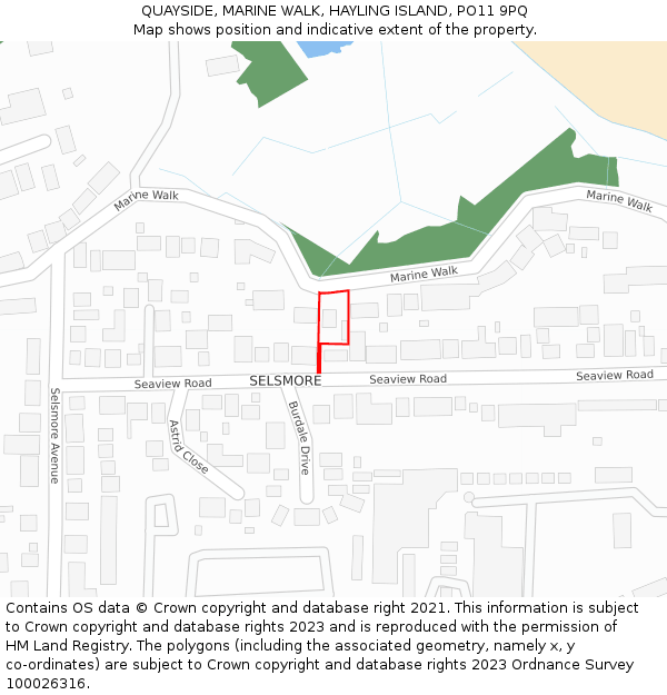 QUAYSIDE, MARINE WALK, HAYLING ISLAND, PO11 9PQ: Location map and indicative extent of plot