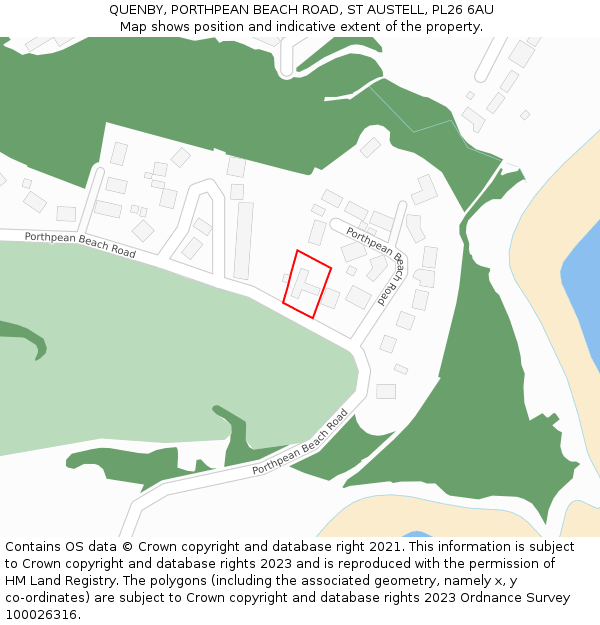 QUENBY, PORTHPEAN BEACH ROAD, ST AUSTELL, PL26 6AU: Location map and indicative extent of plot