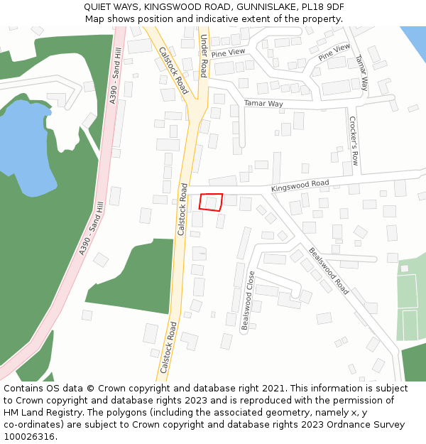 QUIET WAYS, KINGSWOOD ROAD, GUNNISLAKE, PL18 9DF: Location map and indicative extent of plot