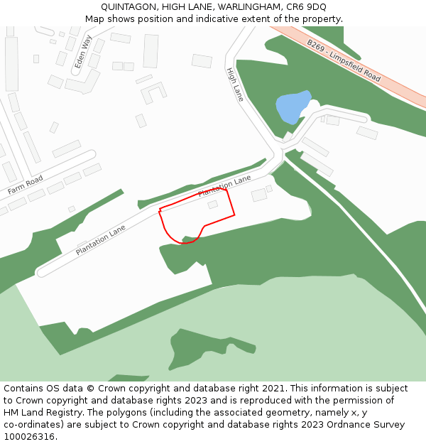 QUINTAGON, HIGH LANE, WARLINGHAM, CR6 9DQ: Location map and indicative extent of plot