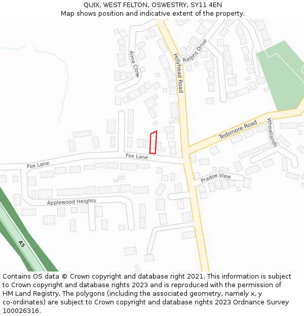 QUIX, WEST FELTON, OSWESTRY, SY11 4EN: Location map and indicative extent of plot