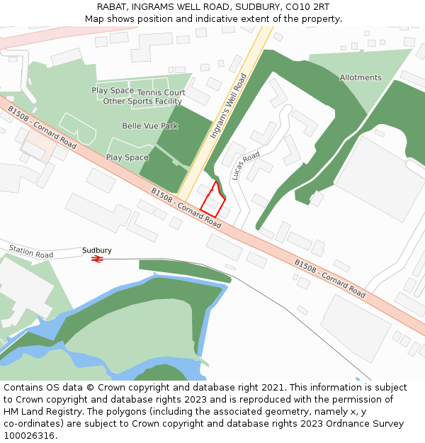 RABAT, INGRAMS WELL ROAD, SUDBURY, CO10 2RT: Location map and indicative extent of plot