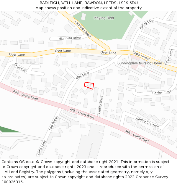 RADLEIGH, WELL LANE, RAWDON, LEEDS, LS19 6DU: Location map and indicative extent of plot