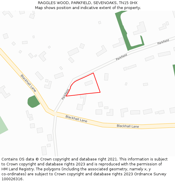 RAGGLES WOOD, PARKFIELD, SEVENOAKS, TN15 0HX: Location map and indicative extent of plot