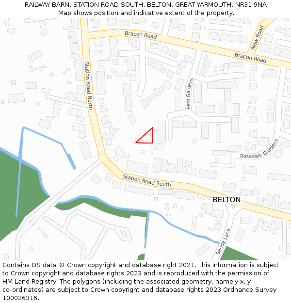 RAILWAY BARN, STATION ROAD SOUTH, BELTON, GREAT YARMOUTH, NR31 9NA: Location map and indicative extent of plot