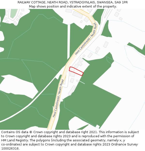 RAILWAY COTTAGE, NEATH ROAD, YSTRADGYNLAIS, SWANSEA, SA9 1PR: Location map and indicative extent of plot