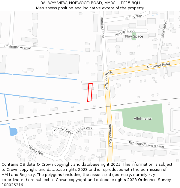 RAILWAY VIEW, NORWOOD ROAD, MARCH, PE15 8QH: Location map and indicative extent of plot