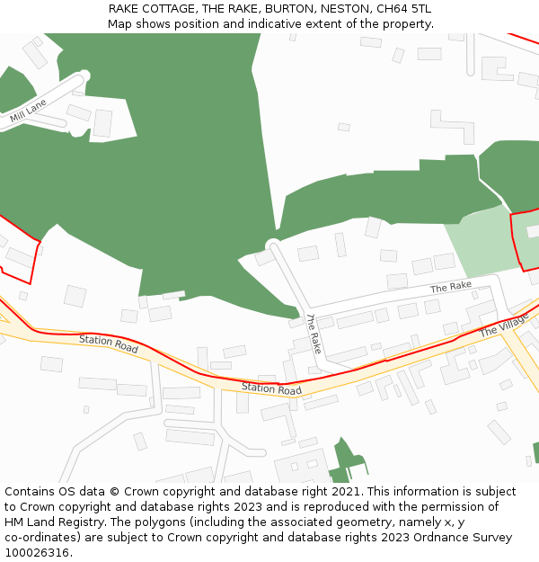RAKE COTTAGE, THE RAKE, BURTON, NESTON, CH64 5TL: Location map and indicative extent of plot