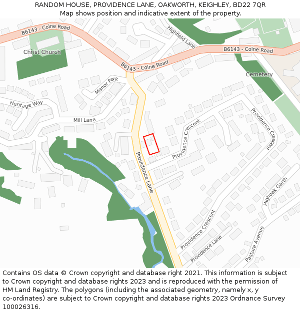 RANDOM HOUSE, PROVIDENCE LANE, OAKWORTH, KEIGHLEY, BD22 7QR: Location map and indicative extent of plot