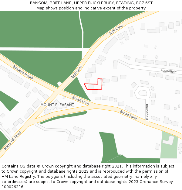 RANSOM, BRIFF LANE, UPPER BUCKLEBURY, READING, RG7 6ST: Location map and indicative extent of plot