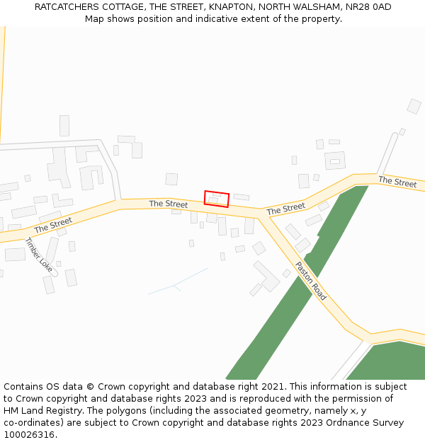 RATCATCHERS COTTAGE, THE STREET, KNAPTON, NORTH WALSHAM, NR28 0AD: Location map and indicative extent of plot