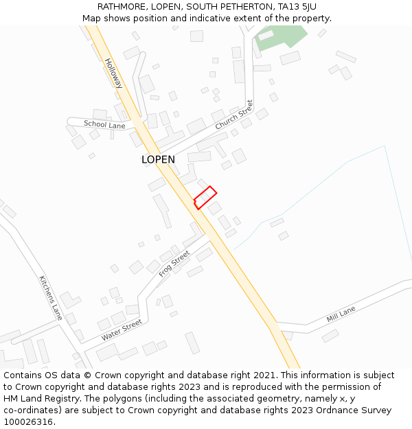 RATHMORE, LOPEN, SOUTH PETHERTON, TA13 5JU: Location map and indicative extent of plot