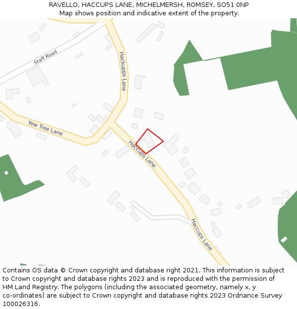 RAVELLO, HACCUPS LANE, MICHELMERSH, ROMSEY, SO51 0NP: Location map and indicative extent of plot