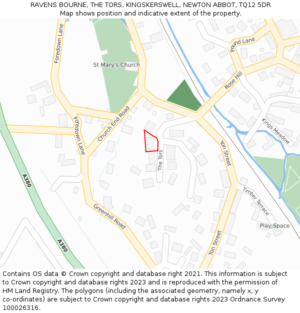 RAVENS BOURNE, THE TORS, KINGSKERSWELL, NEWTON ABBOT, TQ12 5DR: Location map and indicative extent of plot