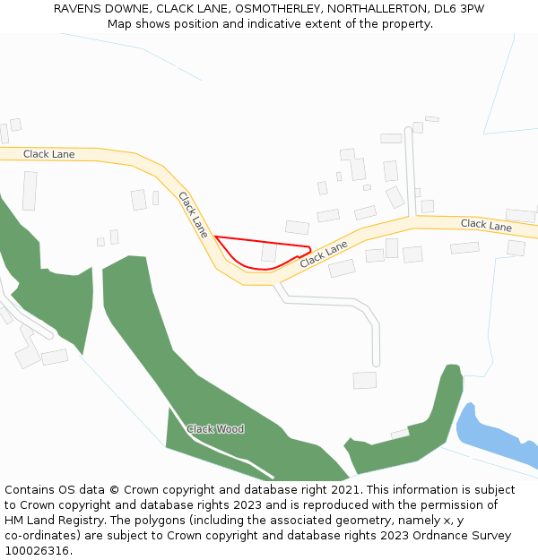 RAVENS DOWNE, CLACK LANE, OSMOTHERLEY, NORTHALLERTON, DL6 3PW: Location map and indicative extent of plot