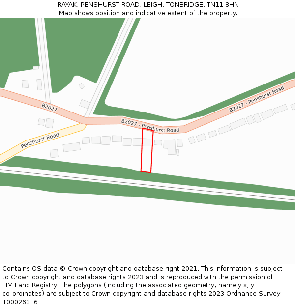 RAYAK, PENSHURST ROAD, LEIGH, TONBRIDGE, TN11 8HN: Location map and indicative extent of plot