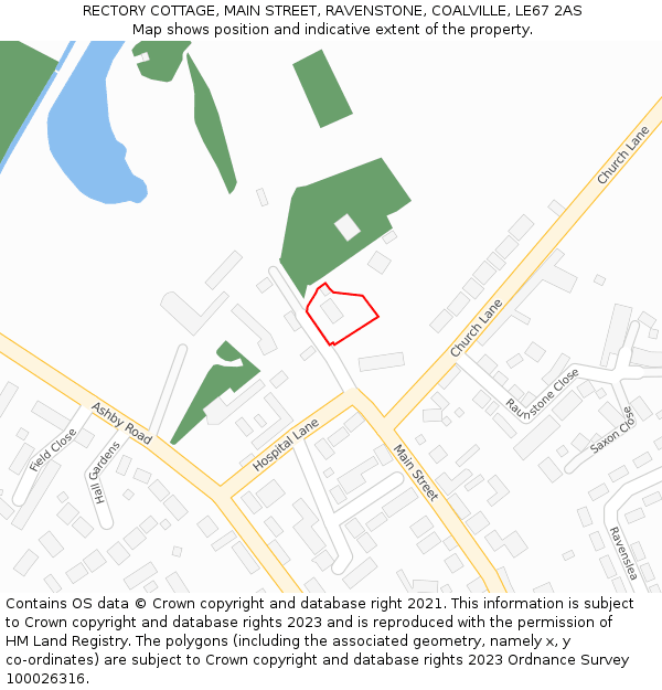 RECTORY COTTAGE, MAIN STREET, RAVENSTONE, COALVILLE, LE67 2AS: Location map and indicative extent of plot
