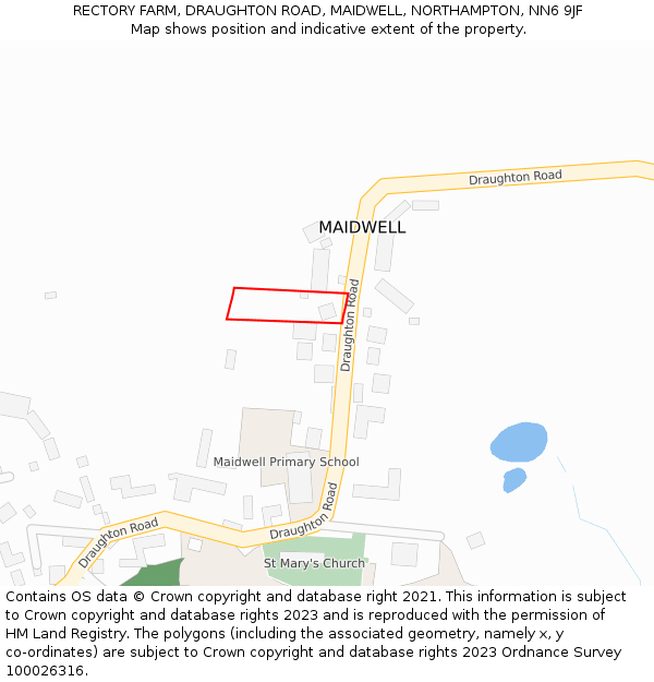 RECTORY FARM, DRAUGHTON ROAD, MAIDWELL, NORTHAMPTON, NN6 9JF: Location map and indicative extent of plot